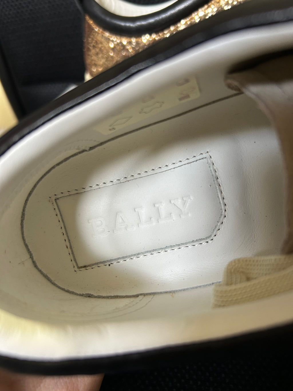 Bally sneakers donna glitter oro e camoscio