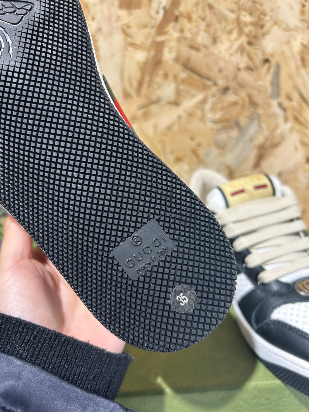 Sneakers Gucci Screener Donna | Pelle Nero/Bianco | 570442
