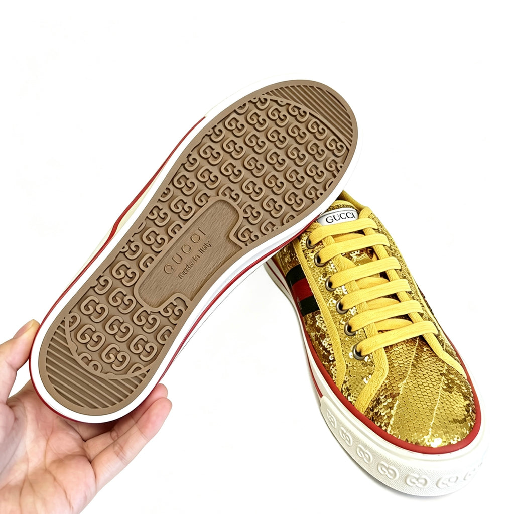 Gucci Sneakers Tennis 1977 donna in paillettes oro