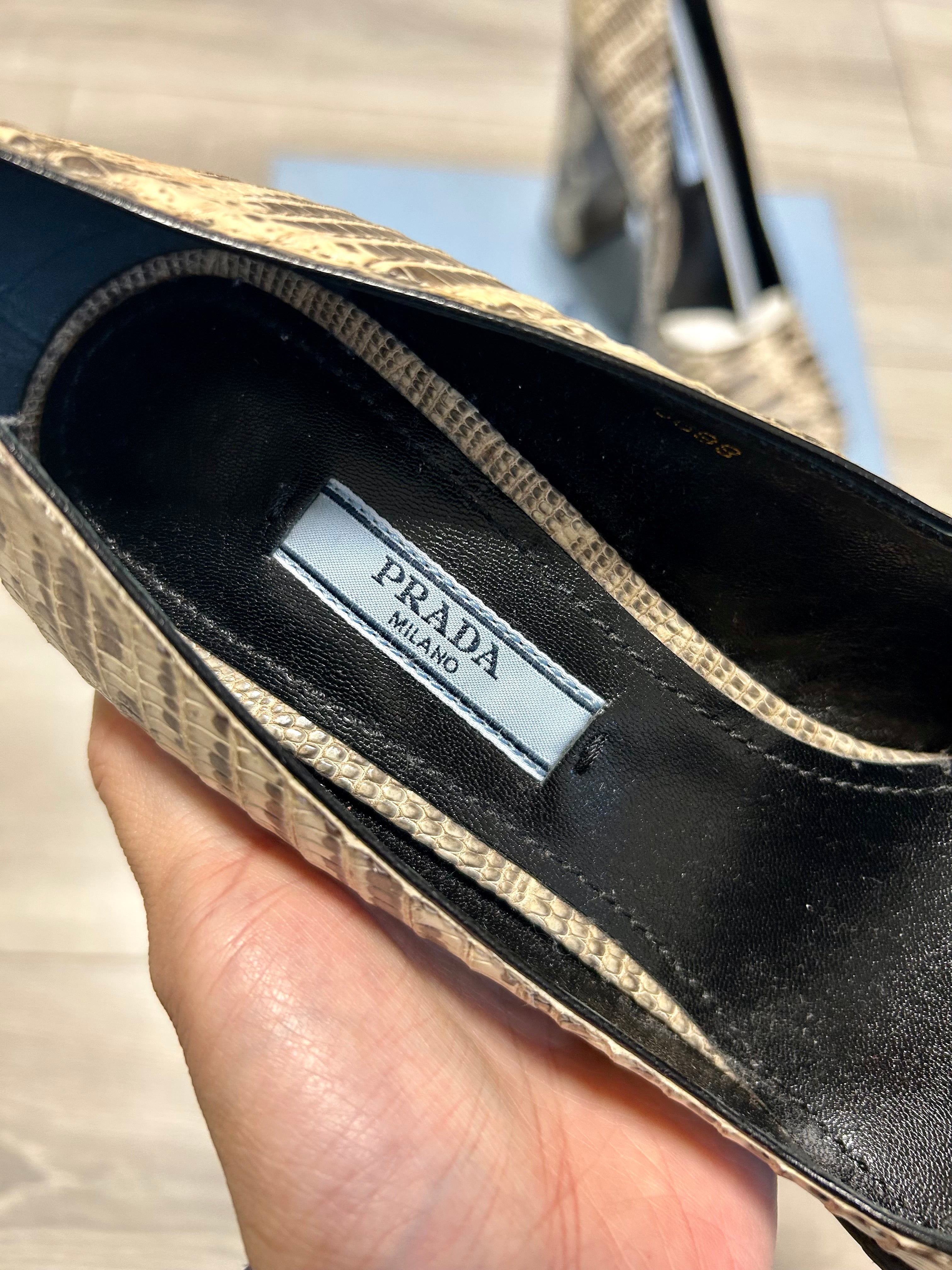Prada Pumps Plateau Tacco Quadrato Stampa Lucertola Art.11155G