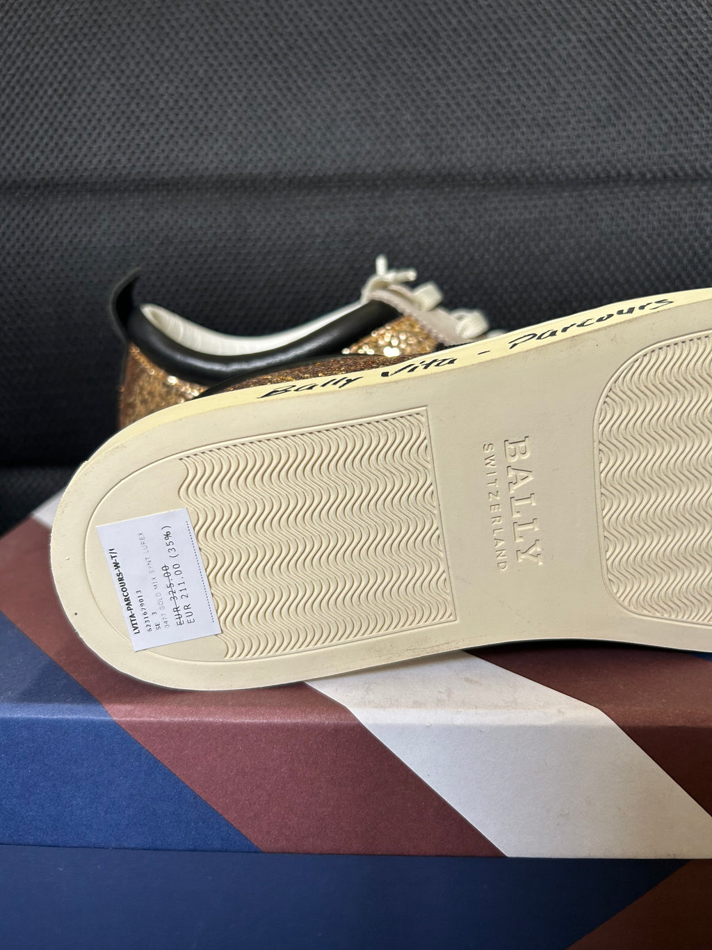 Bally sneakers donna glitter oro e camoscio