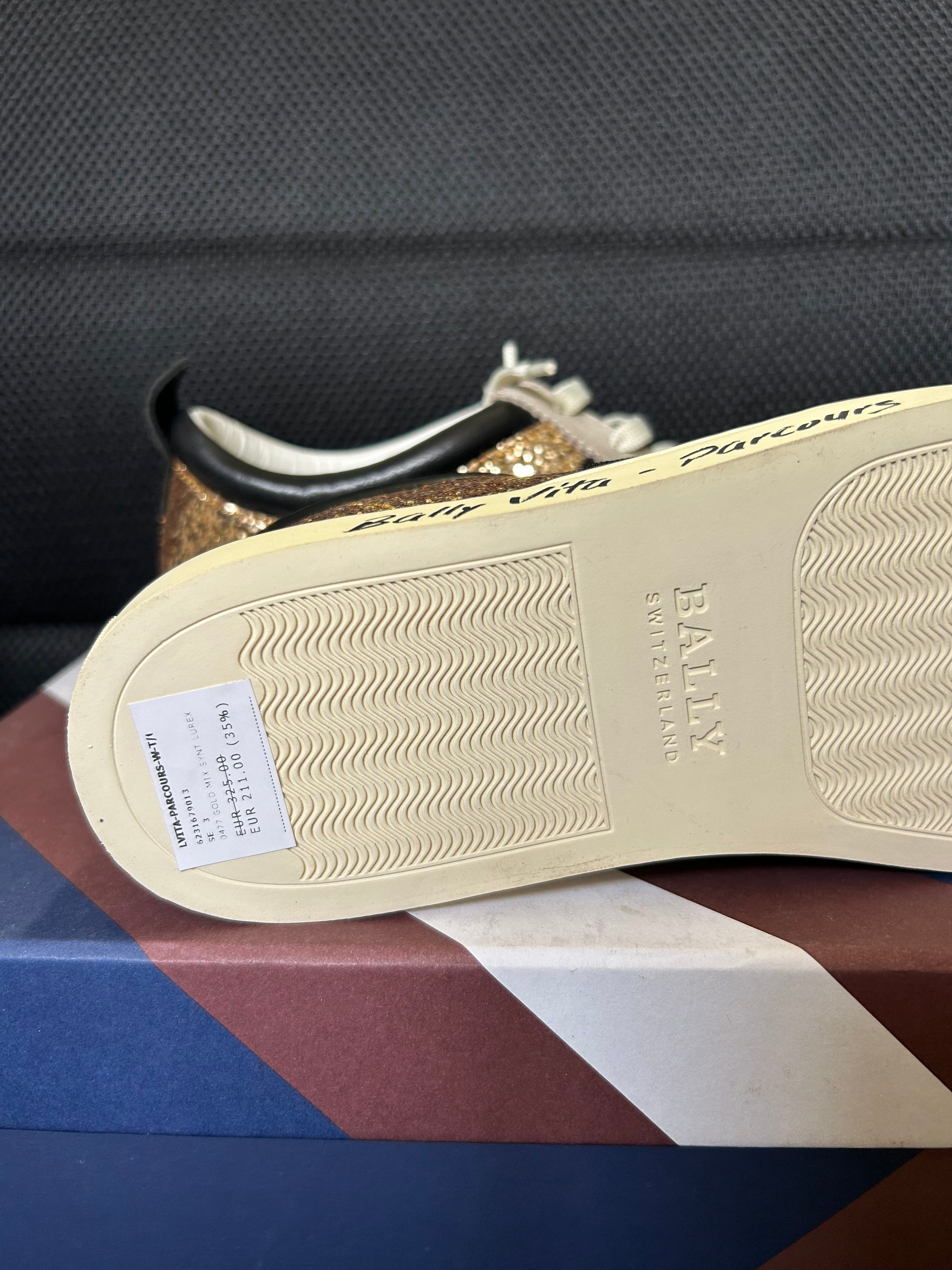 Bally sneakers donna glitter oro e camoscio