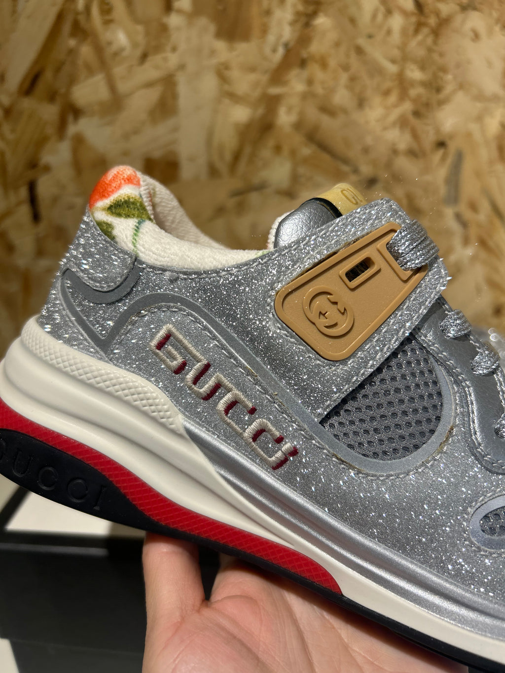 Sneakers Gucci Ultrapace 36 Donna Cod. 602228 | Glitter Argento