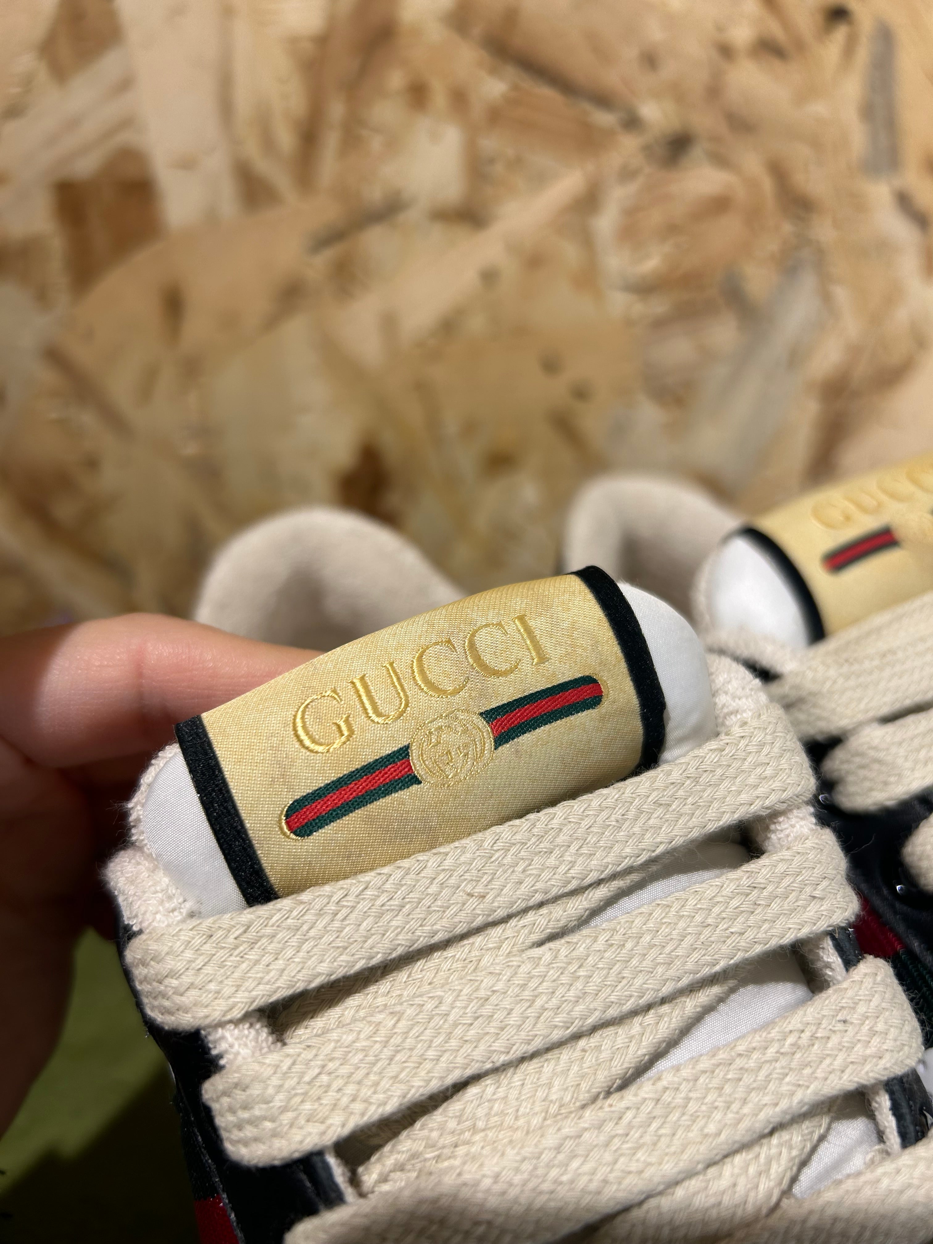 Sneakers Gucci Screener Donna | Pelle Nero/Bianco | 570442