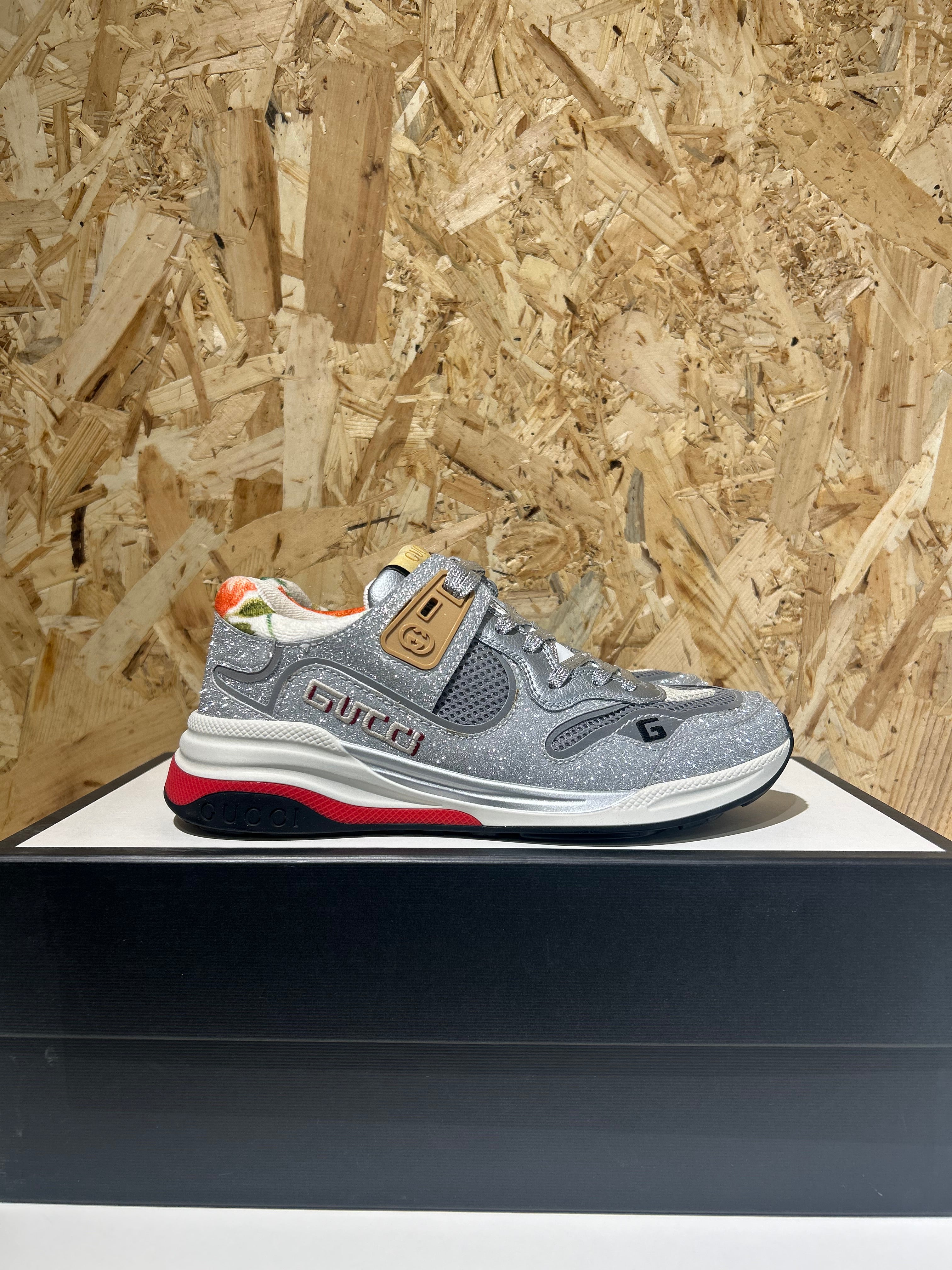 Sneakers Gucci Ultrapace 36 Donna Cod. 602228 | Glitter Argento