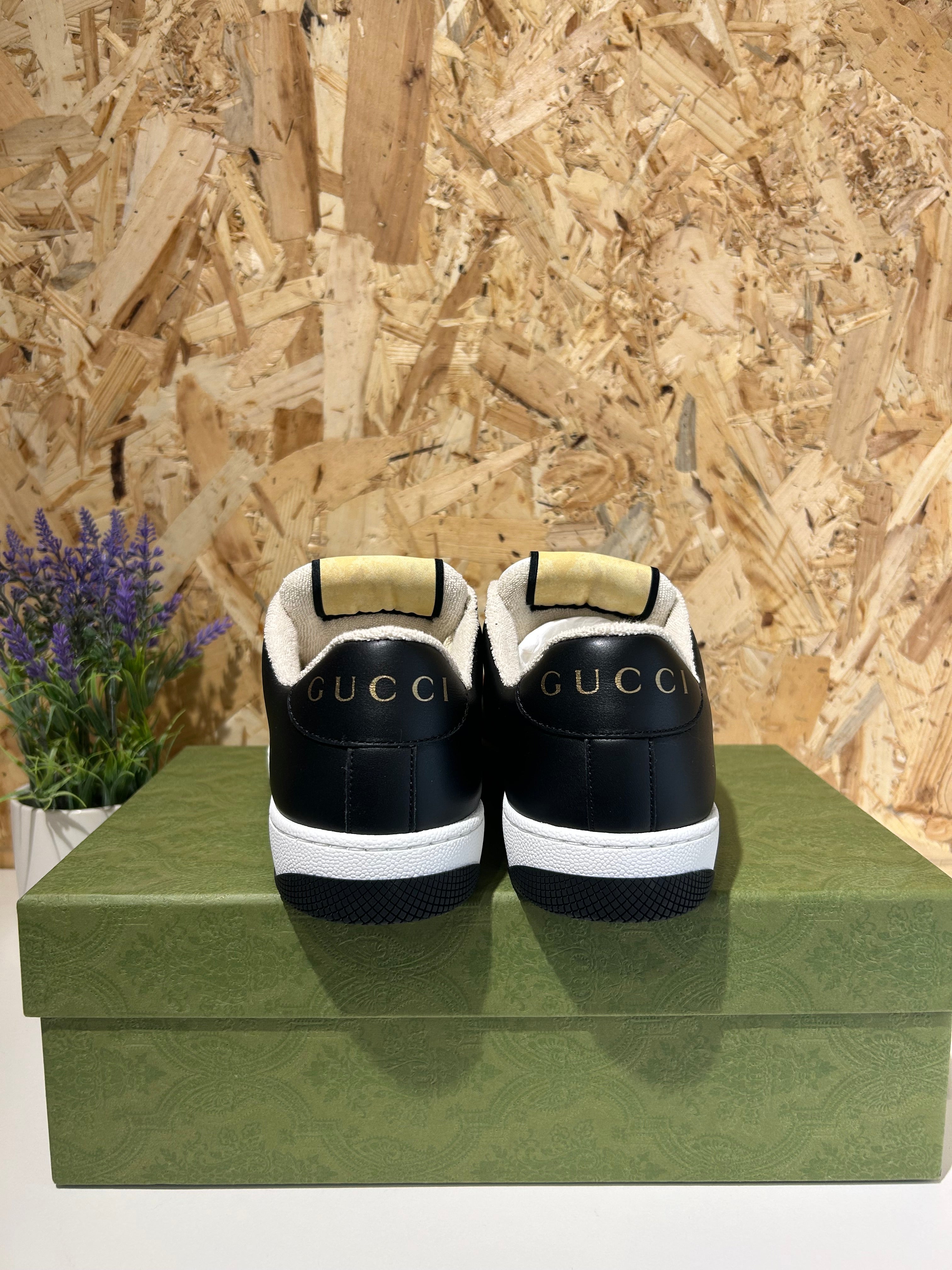 Sneakers Gucci Screener Donna | Pelle Nero/Bianco | 570442