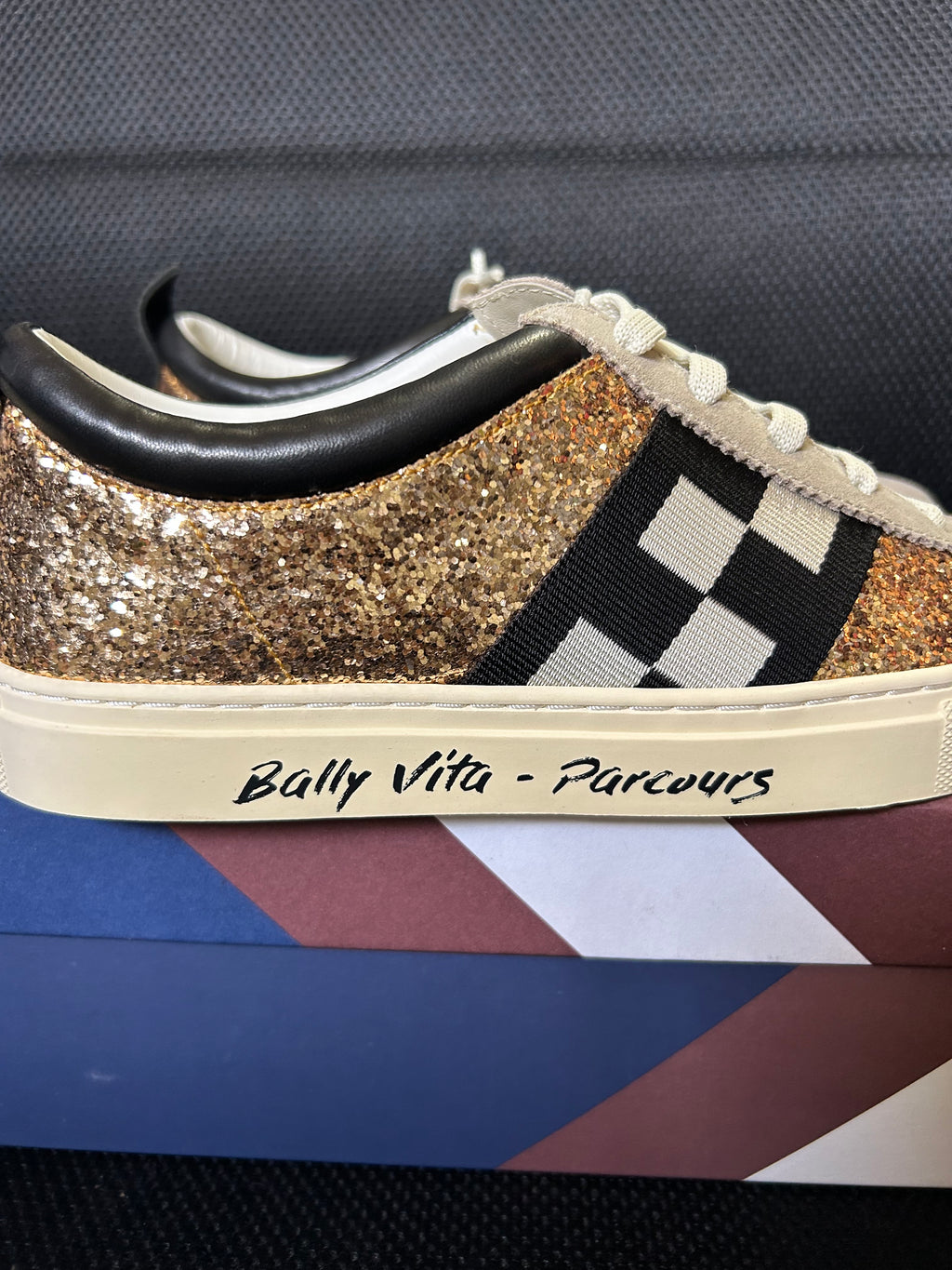 Bally sneakers donna glitter oro e camoscio