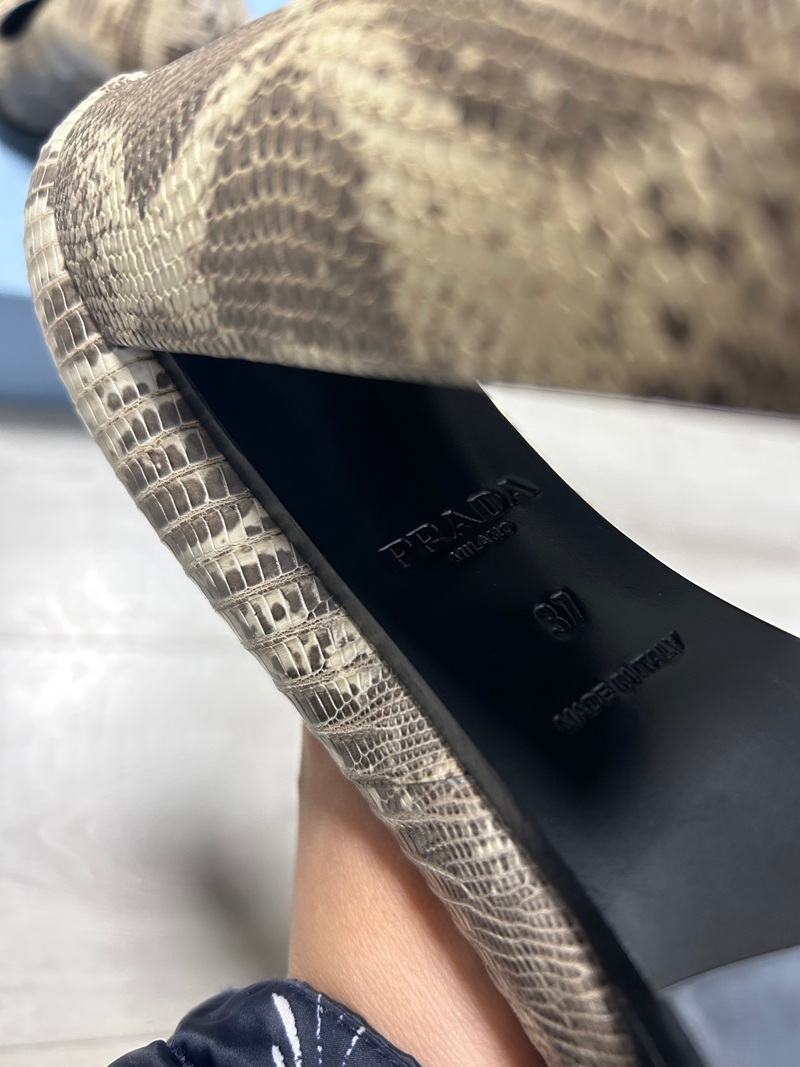 Prada Pumps Plateau Tacco Quadrato Stampa Lucertola Art.11155G