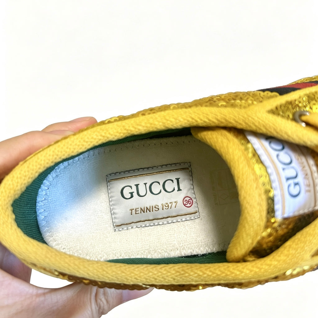Gucci Sneakers Tennis 1977 donna in paillettes oro