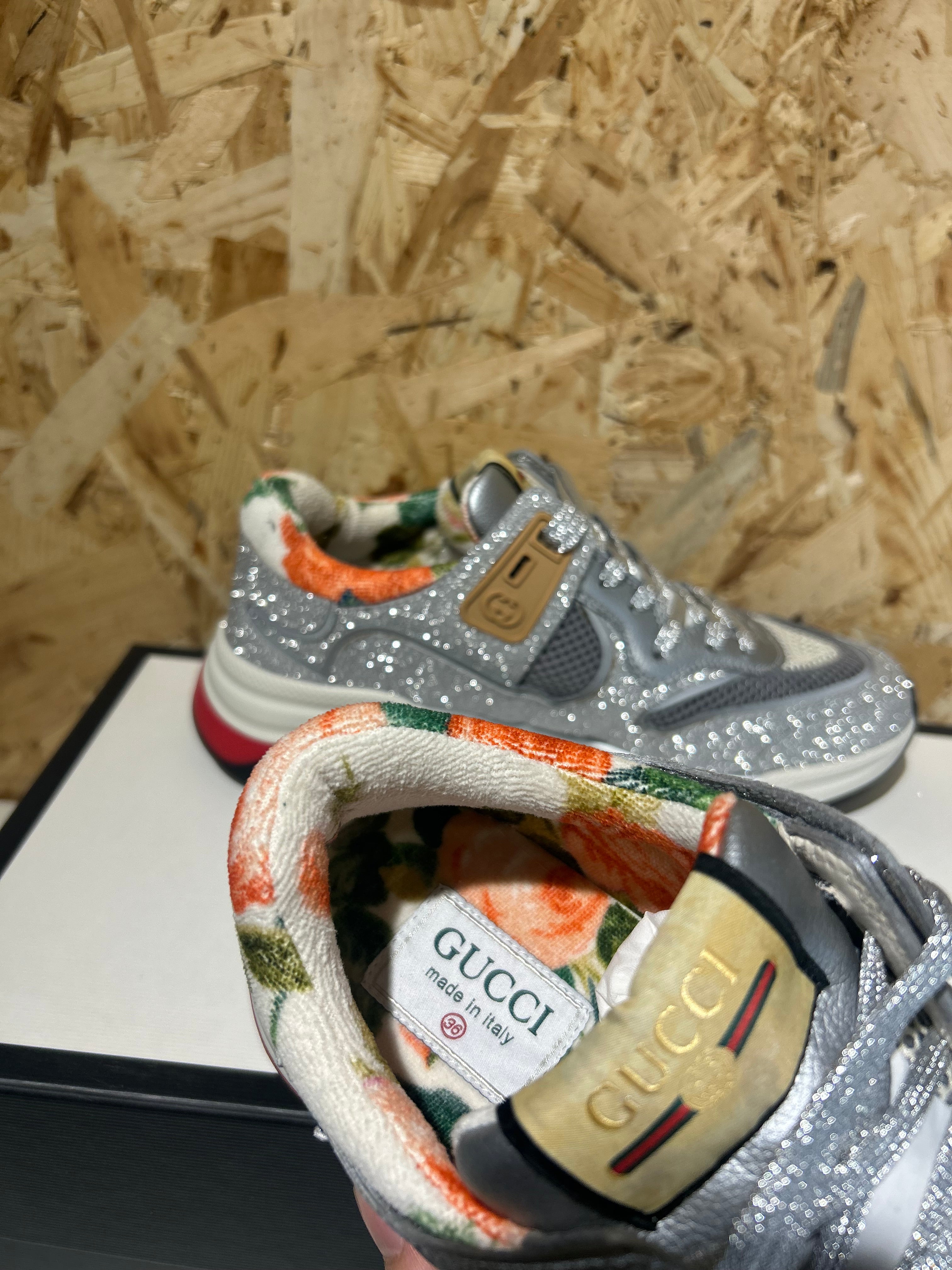 Sneakers Gucci Ultrapace 36 Donna Cod. 602228 | Glitter Argento