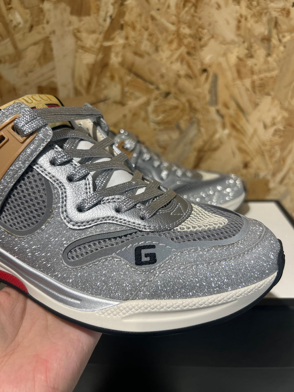 Sneakers Gucci Ultrapace 36 Donna Cod. 602228 | Glitter Argento